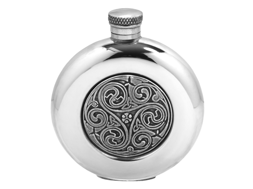 Handmade Hip Flask Pewter Celtic Knot Round 6 ozproduct image #1