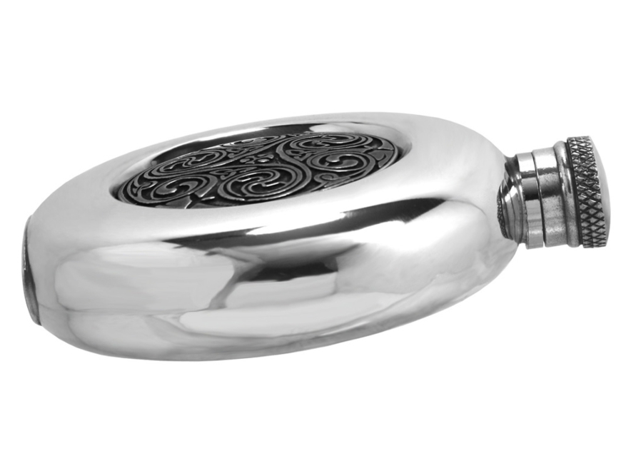 Handmade Hip Flask Pewter Celtic Knot Round 6 ozproduct image #2