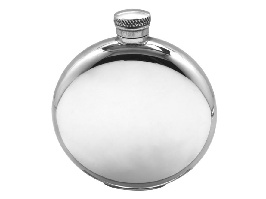 Handmade Hip Flask Pewter Old English Round 6 ozproduct image #1