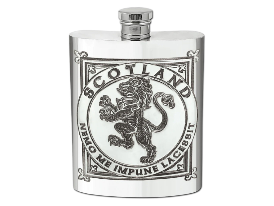 Handmade Hip Flask Pewter Scotland Lion Rampant 6 ozproduct image #1