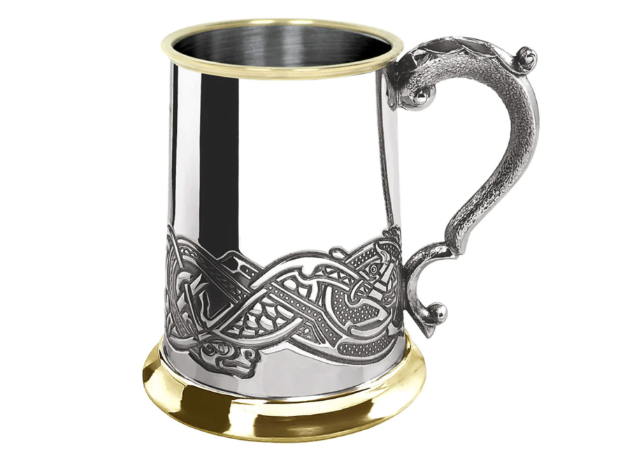 Handmade Pewter & Brass Mug Beer Tankard Aidan 17 ozproduct image #1