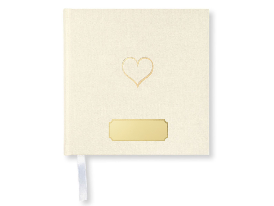 Custom Wedding Guest Book Off White Gold Heartproduct image #1