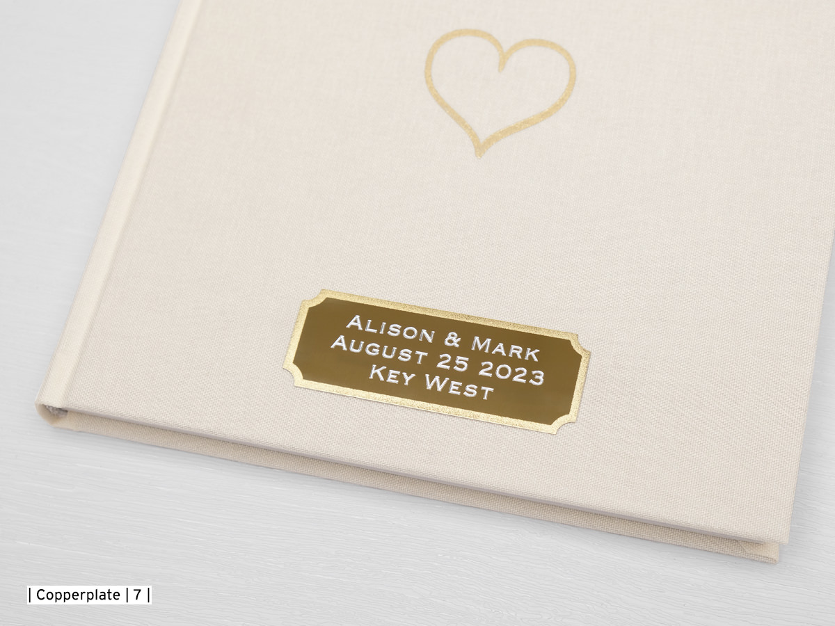 Custom Wedding Guest Book Off White Gold Heartproduct zoom image #2